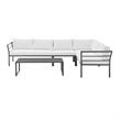 Sunnyside Modern Corner Patio Conversation Set with Table in White