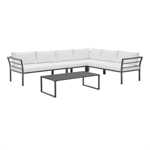 Sunnyside Modern Corner Patio Conversation Set with Table in White