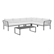 Sunnyside Modern Corner Patio Conversation Set with Table in White