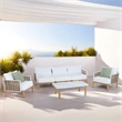 Manhattan Comfort Vine Modern 4-Piece Patio Conversation Set in Cream