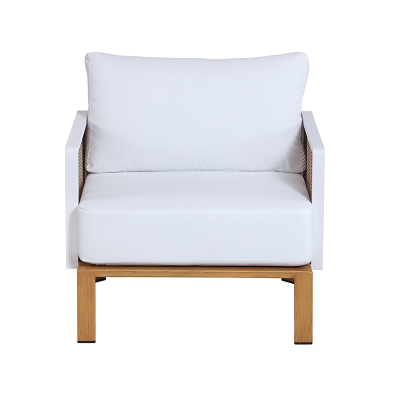 Manhattan Comfort Vine Modern 4-Piece Patio Conversation Set in Cream