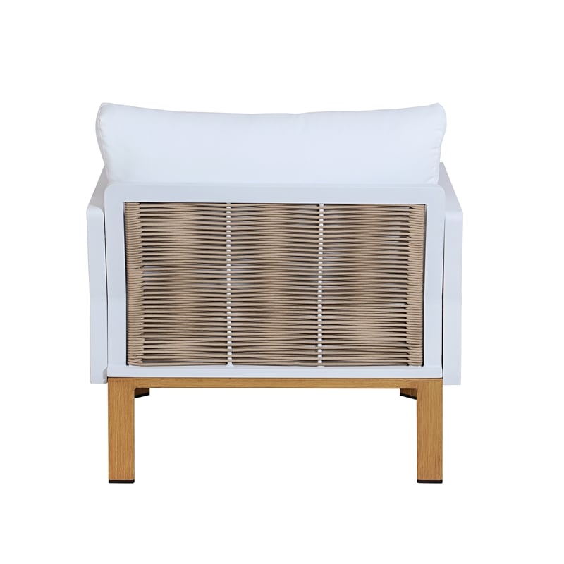 Manhattan Comfort Vine Modern 4-Piece Patio Conversation Set in Cream
