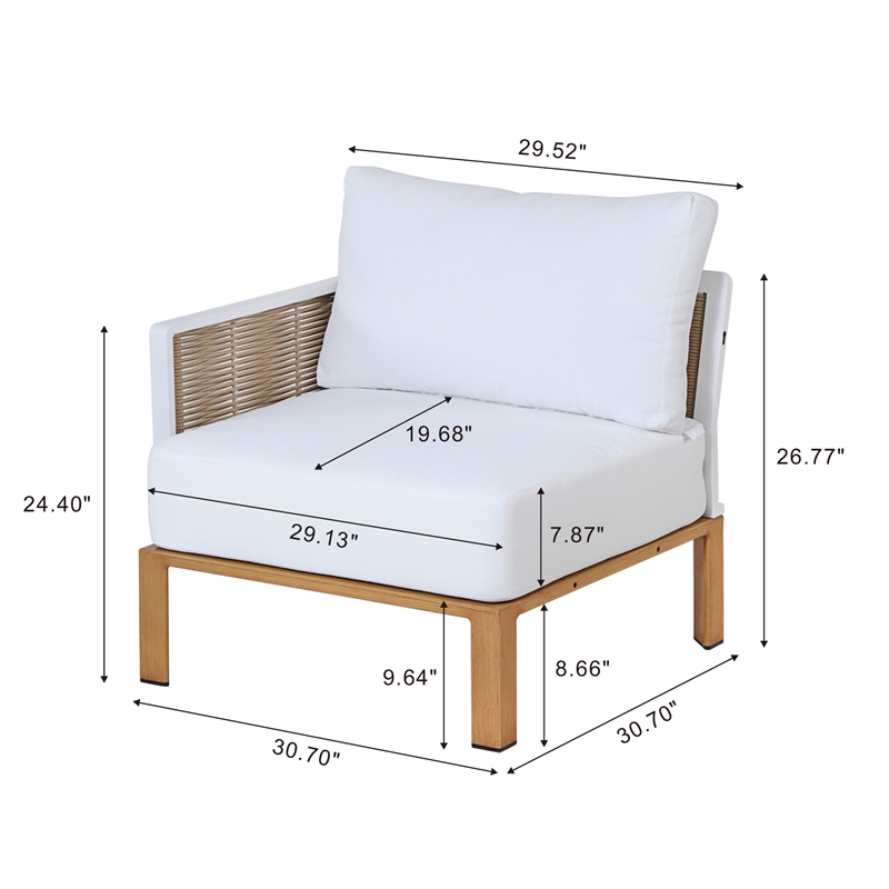 Manhattan Comfort Vine Modern 4-Piece Patio Conversation Set in Cream