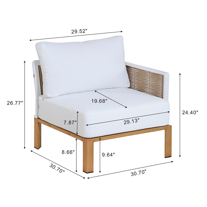 Manhattan Comfort Vine Modern 4-Piece Patio Conversation Set in Cream