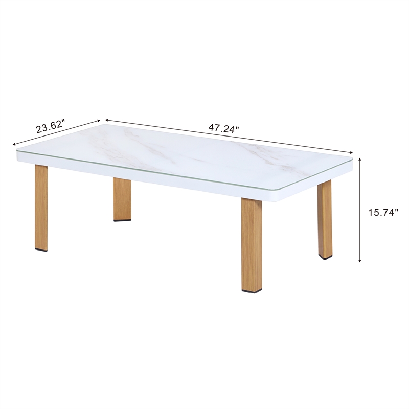 Manhattan Comfort Vine Modern 4-Piece Patio Conversation Set in Cream