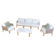 Manhattan Comfort Vine Modern 4-Piece Patio Conversation Set in Cream