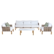 Manhattan Comfort Vine Modern 4-Piece Patio Conversation Set in Cream