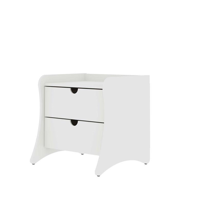Manhattan Comfort Coney Mid-Century Modern 2-Drawer Nightstand in White