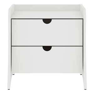 Manhattan Comfort Coney Mid-Century Modern 2-Drawer Nightstand in White