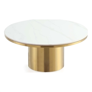 Manhattan Comfort Glenn Modern Coffee Table with Stainless Steel Base in Gold