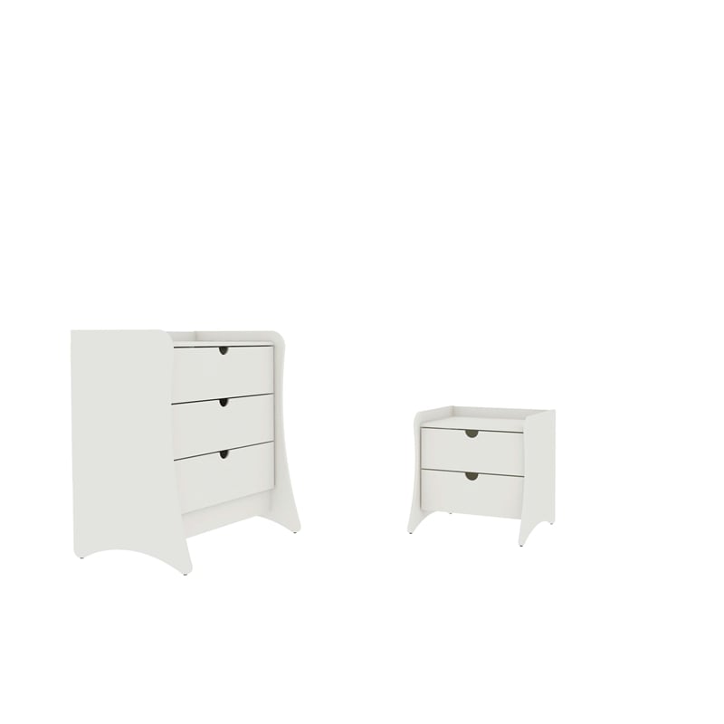 Coney 2-Piece Mid-Century Modern Dresser and Nightstand Set in White