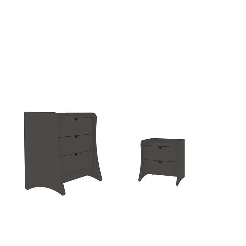 Coney 2-Piece Mid-Century Modern Dresser and Nightstand Set in Gray