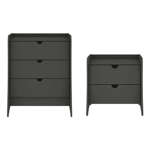 Coney 2-Piece Mid-Century Modern Dresser and Nightstand Set in Gray