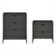 Coney 2-Piece Mid-Century Modern Dresser and Nightstand Set in Gray