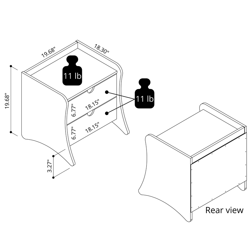 Coney 3-Piece Mid-Century Modern Dresser and Nightstand Set in White