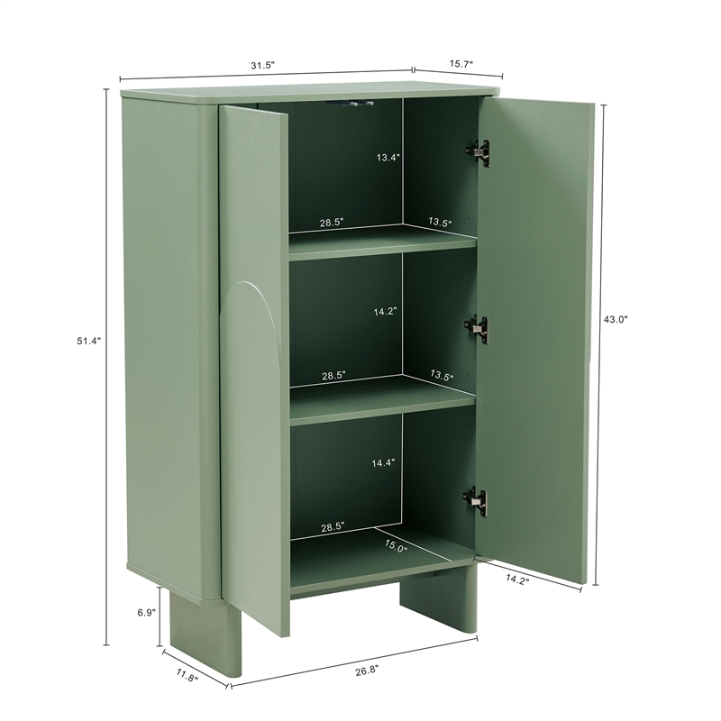 Ella Accent Cabinet in Sage Green made from Engineered Wood