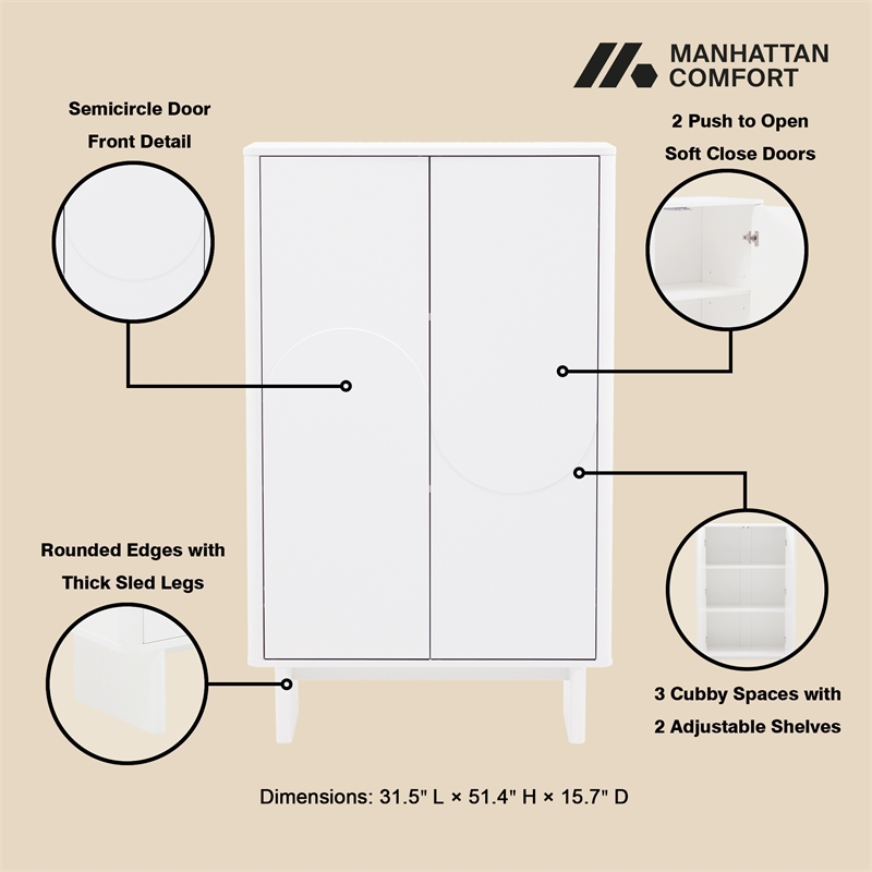 Ella Accent Cabinet in White made from Engineered Wood
