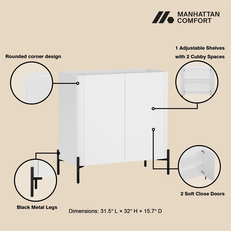 Abbey Accent Cabinet in White made from Engineered Wood