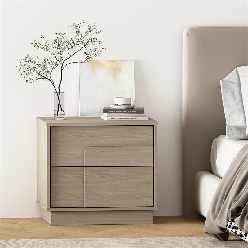 Horizon Nightstand in Whitewashed Oak made from Engineered Wood