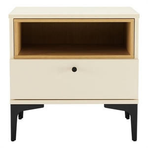 Amara Nightstand in Cream and Natural Oak made from Engineered Wood