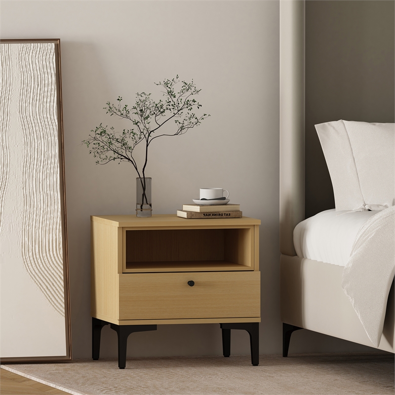 Amara Nightstand in Natural Oak made from Engineered Wood
