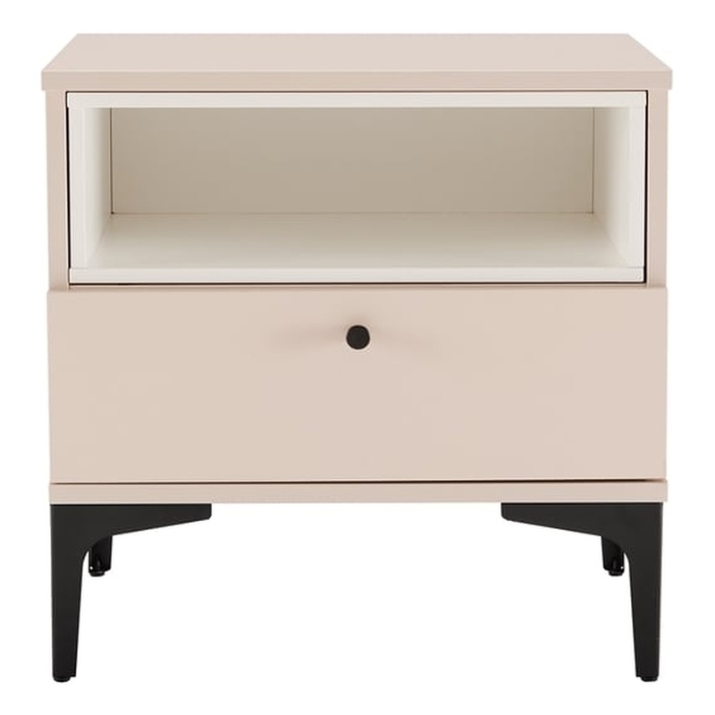 Amara Nightstand in Pale Rose and White made from Engineered Wood