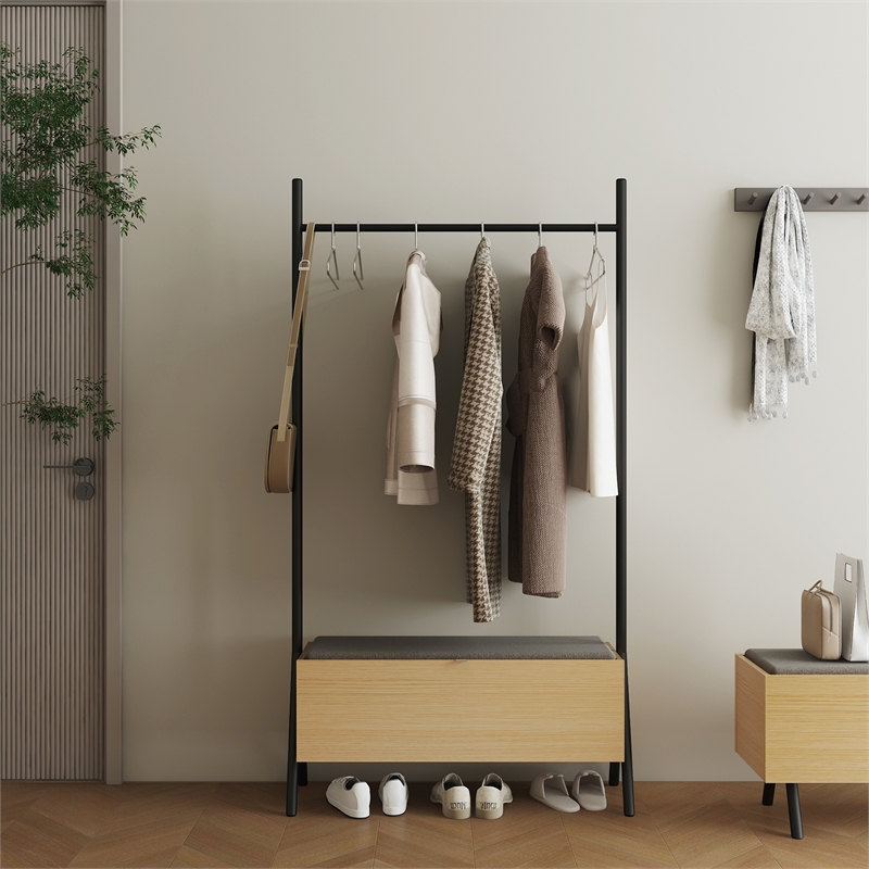 Paloma Open Hanging Closet in Natural Oak made from Engineered Wood