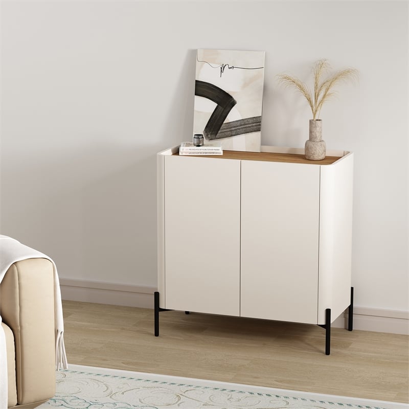 Abbey Accent Cabinet in Maple and Off White made from Engineered Wood