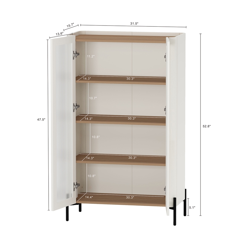 Abbey Decor Glass Cabinet in Maple and Off White made from Engineered Wood