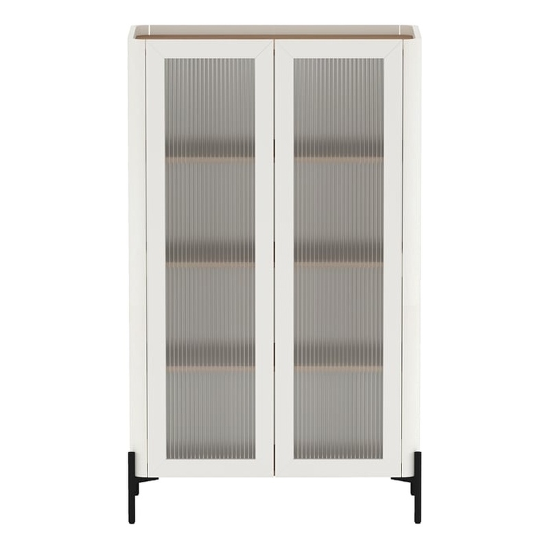 Abbey Decor Glass Cabinet in Maple and Off White made from Engineered Wood