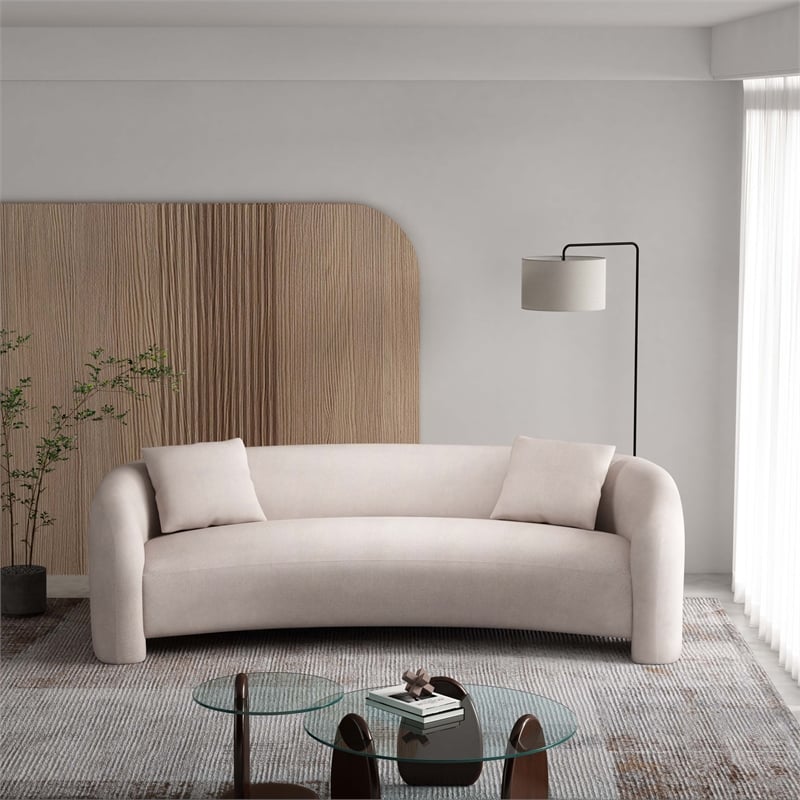 Manhattan Comfort Sylvia Sofa in Beige with frame made from Solid Wood