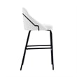 Gracie White and Black Leatherette Barstool with Steel Legs