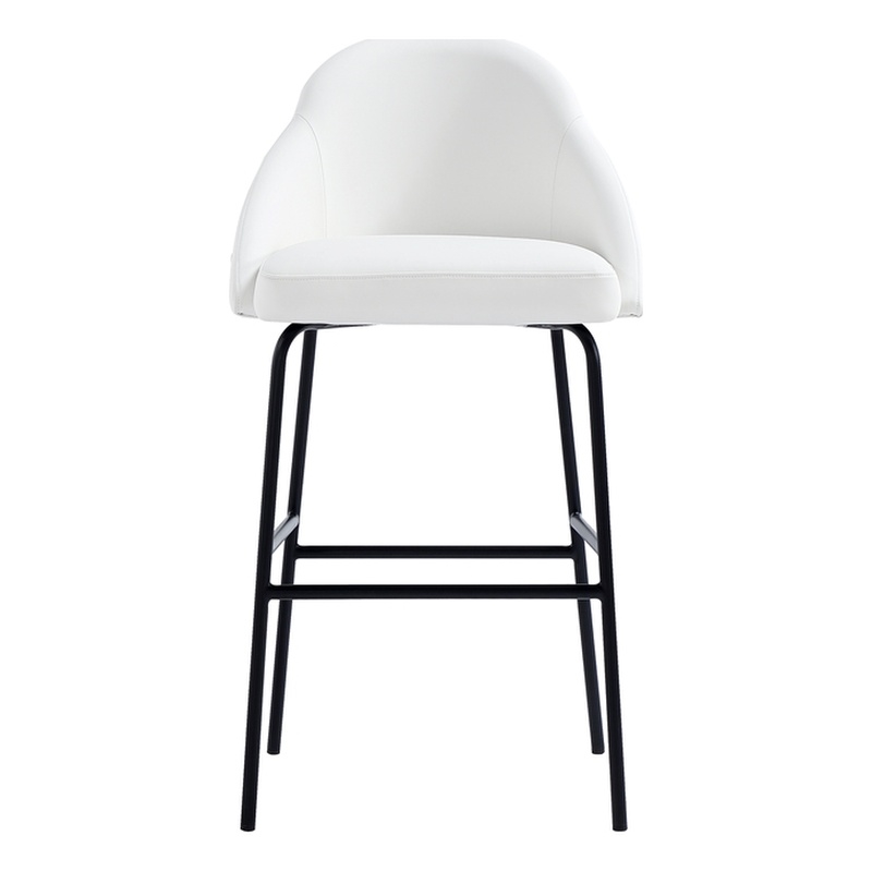 Gracie White and Black Leatherette Barstool with Steel Legs