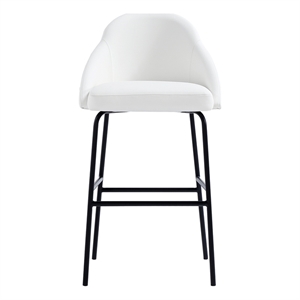 Gracie White and Black Leatherette Barstool with Steel Legs