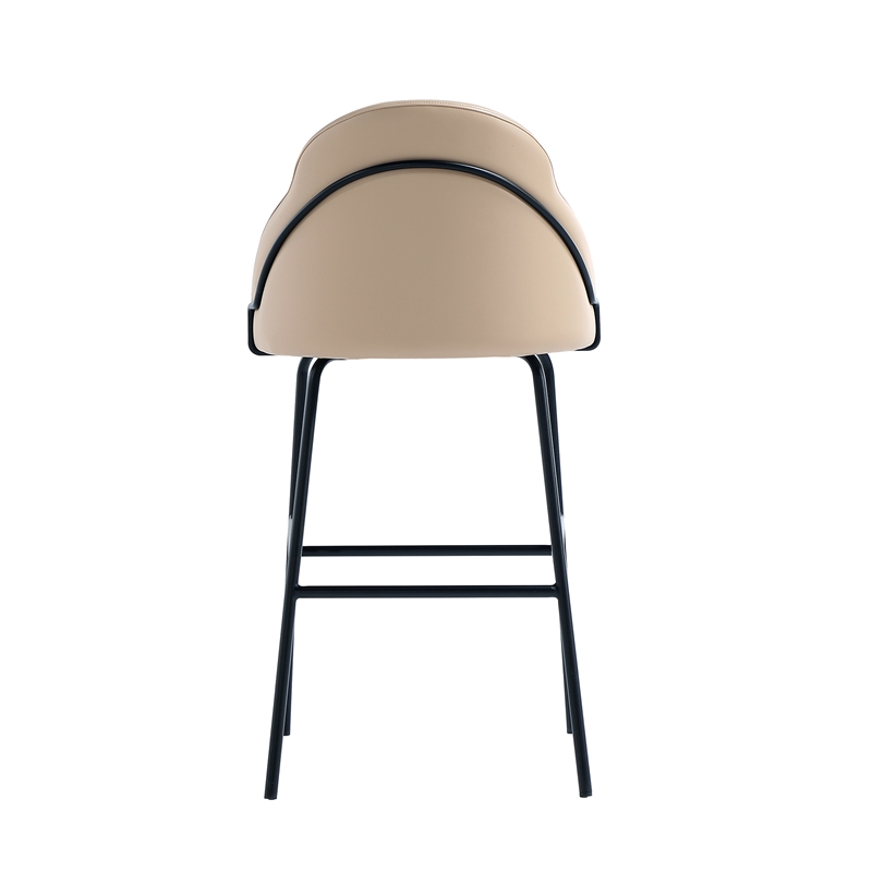 Gracie Tan and Black Leatherette Barstool with Steel Legs - Set of 2