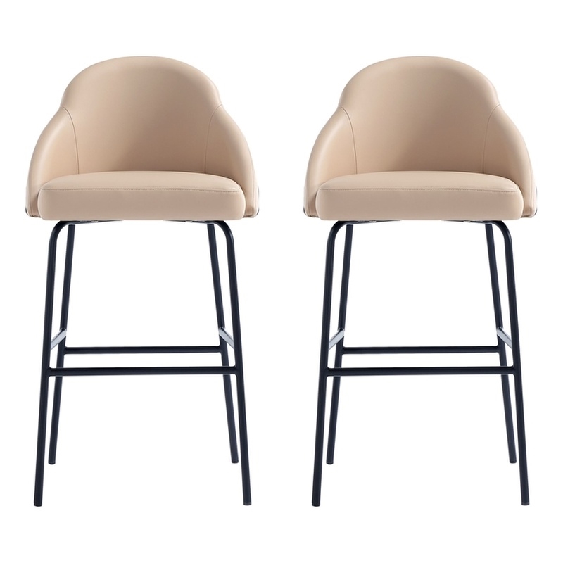 Gracie Tan and Black Leatherette Barstool with Steel Legs - Set of 2