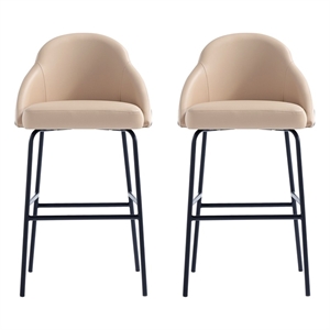 Gracie Tan and Black Leatherette Barstool with Steel Legs - Set of 2