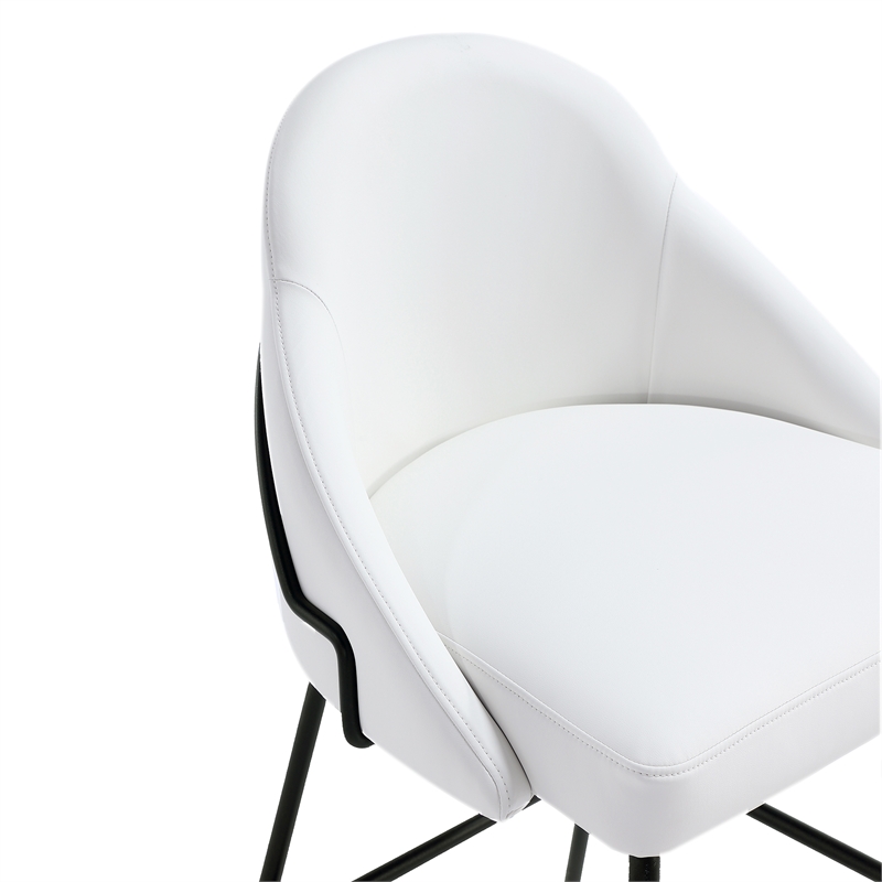 Gracie White and Black Leatherette Barstool with Steel Legs - Set of 2