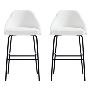 Gracie White and Black Leatherette Barstool with Steel Legs - Set of 2