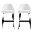 Gracie White and Black Leatherette Barstool with Steel Legs - Set of 2