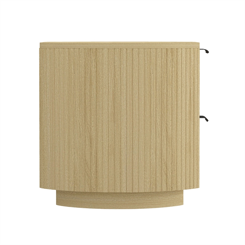 Olivia Modern Nightstand with 2 Drawers in Natural Oak and Black