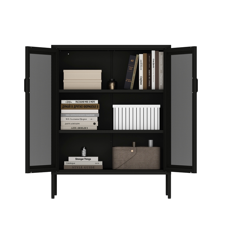 Amelia Modern 31.5 Accent Cabinet with 3 Adjustable Shelves in Black