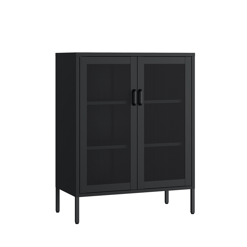 Amelia Modern 31.5 Accent Cabinet with 3 Adjustable Shelves in Black