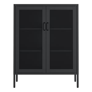 Amelia Modern 31.5 Accent Cabinet with 3 Adjustable Shelves in Black