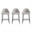 Gracie Stone and Black Leatherette Counter Stool  with Steel Legs - Set of 3