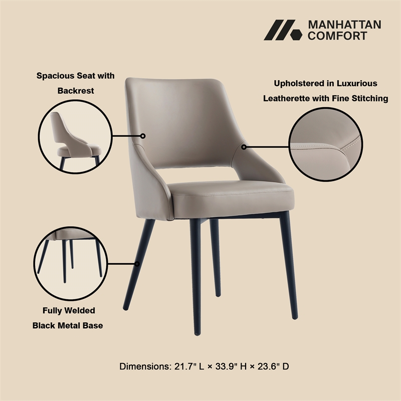 Tremont Taupe Leatherette Dining Chair with Metal Legs