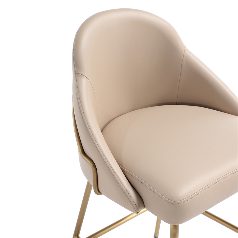 Gracie Tan and Gold Leatherette Barstool with Steel Legs