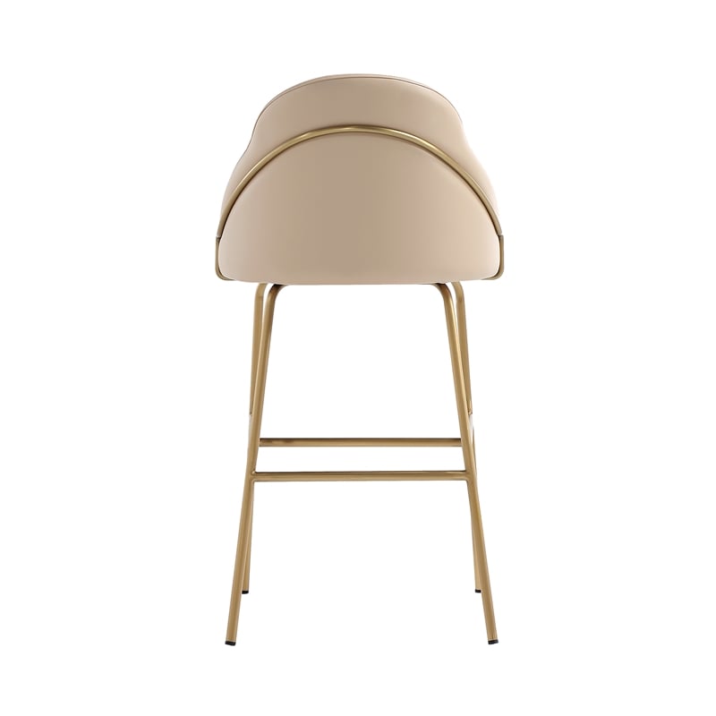 Gracie Tan and Gold Leatherette Barstool with Steel Legs
