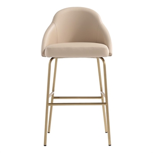 Gracie Tan and Gold Leatherette Barstool with Steel Legs