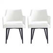 Tremont White Leatherette Dining Arm Chair with Metal Legs - Set of 2